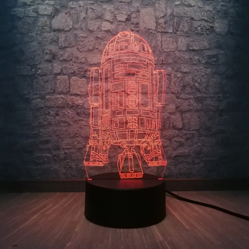 3D Светодиодная настольная лампа Звездные войны Warship R2D2 робот ракета модель Touch USB 7