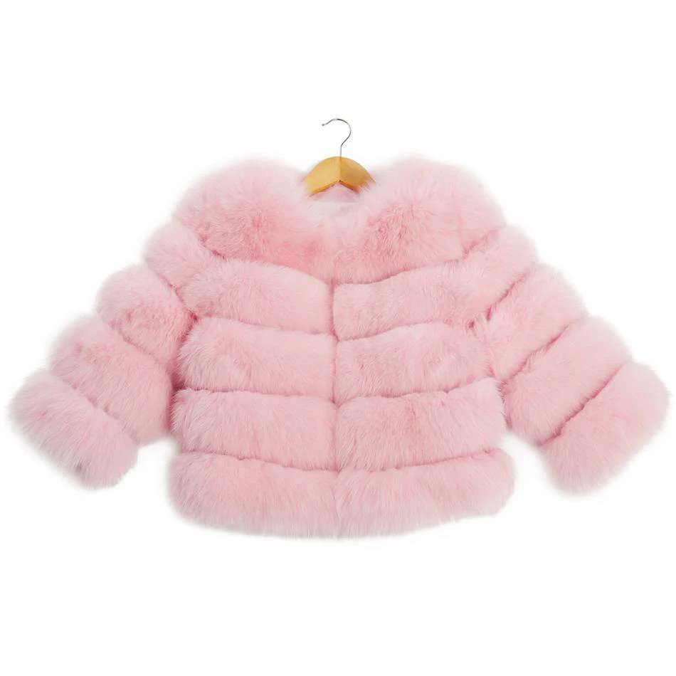 Pink Дизайн Женская теплая шуба из натурального Лисьего меха Полный Пелт Леди Мода зимняя меховая куртка Верхняя одежда натуральный синий лисий мех пальто для женщин - Цвет: Pink