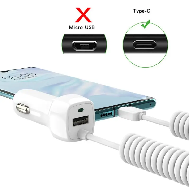 New Smart Phone Car Charger With Type C Charge Cable For Samsung Xiaomi Huawei Meizu Sony Mobile Tablet GPS | Автомобили и