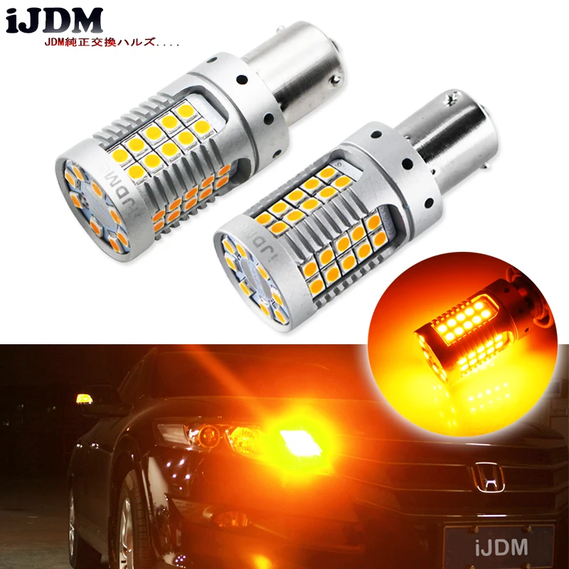 

iJDM No Resistor Required Amber Yellow 3030 LED BAU15S 7507 PY21W 1156PY LED Bulbs For Front Turn Signal Lights(No Hyper Flash)