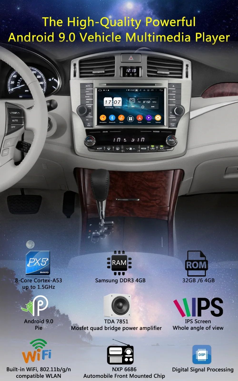 " ips 1920*1080 8 Core 4 Гб ОЗУ+ 64 Гб ПЗУ Android 9,0 автомобильный dvd-плеер для Toyota Avalon 2011 2012 2013 DSP радио gps Parrot BT Adas