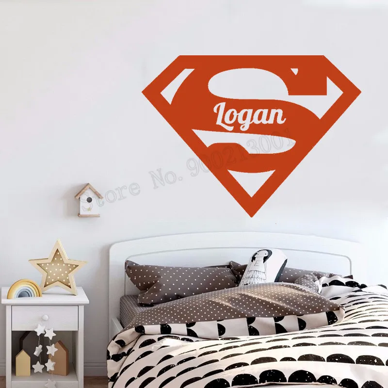 Kidsroom Пользовательские настенные Стикеры с логотипом Супермена украшение дома