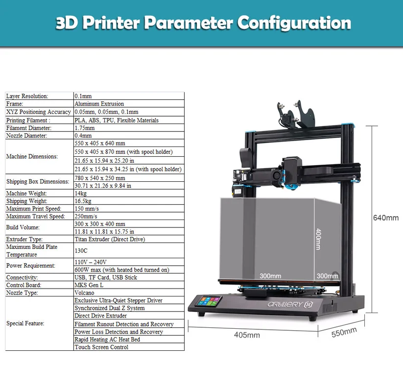 3D принтер Sidewinder X1 SW 300x300x400 мм Большой размер высокая точность двойной оси Z TFT