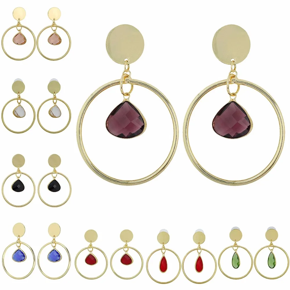 

TUMBEELLUWA Crystal Glass Round Hoop Drop Dangle Earrings for Women