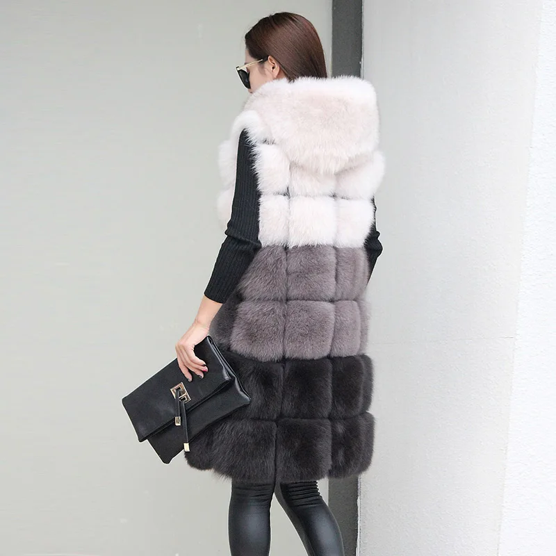 2017 Новый Осень Зима Лиса Шубу Свободные Заклинание Цвет Имитация Fox Жилет Меховой