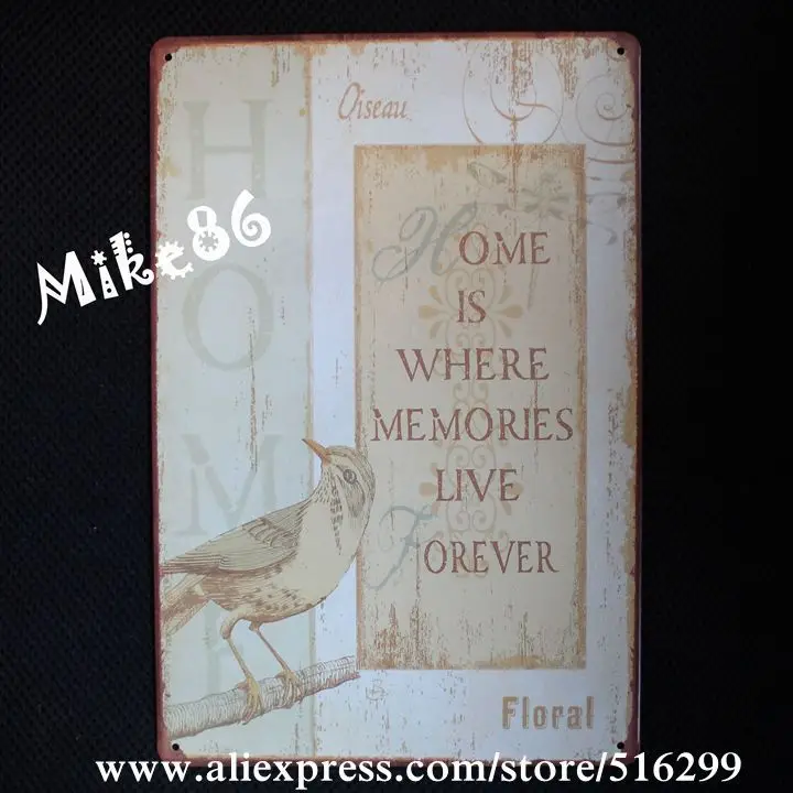 [Mike86] дом где живет в памяти ORVER жестяной знак винтажный Настенный декор паб