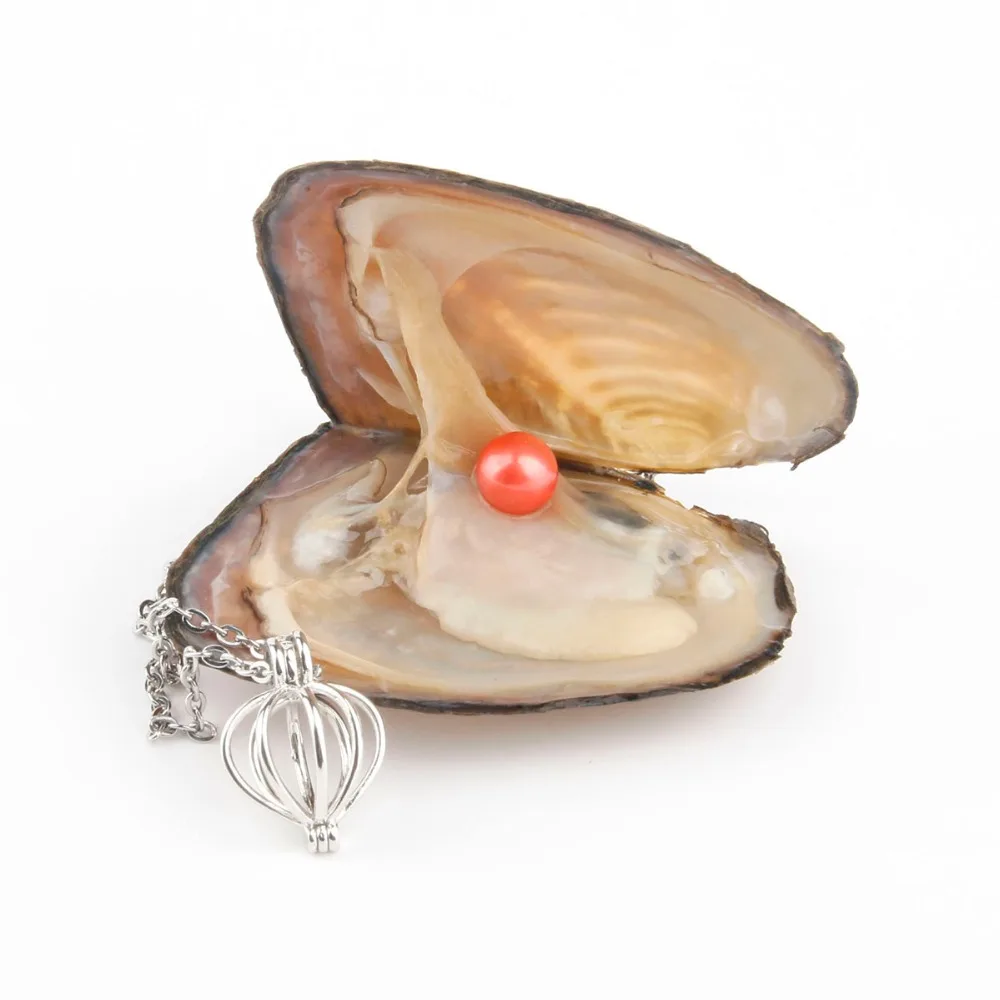 Жемчужные Oyster с круглыми 7 8 мм Love Wish настоящий пресноводного жемчуга и Nacklace набор