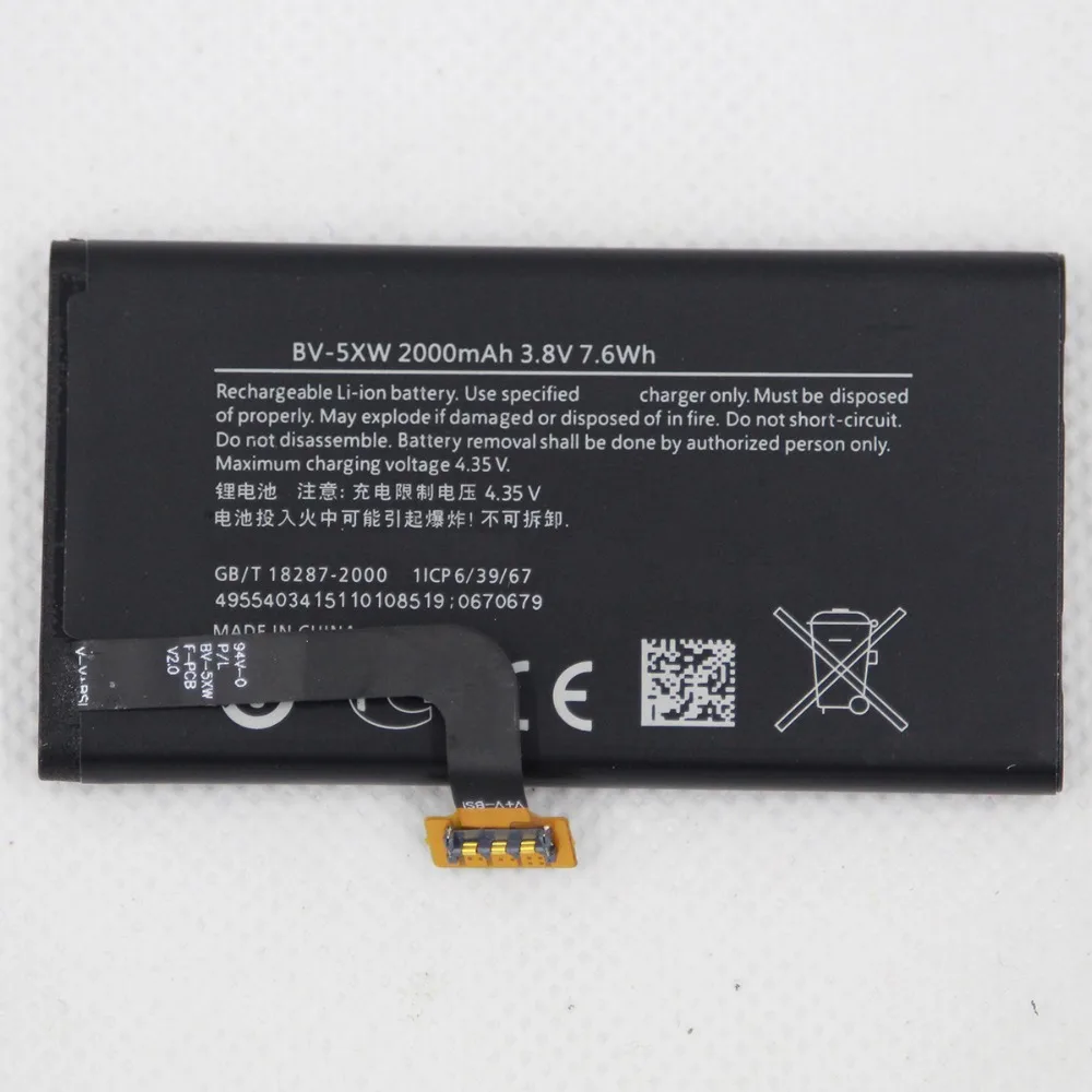 2 шт./лот Новый Мобильный телефон батарея BV 5XW для Nokia Lumia 1020 909 EOS 2000mAh Замена