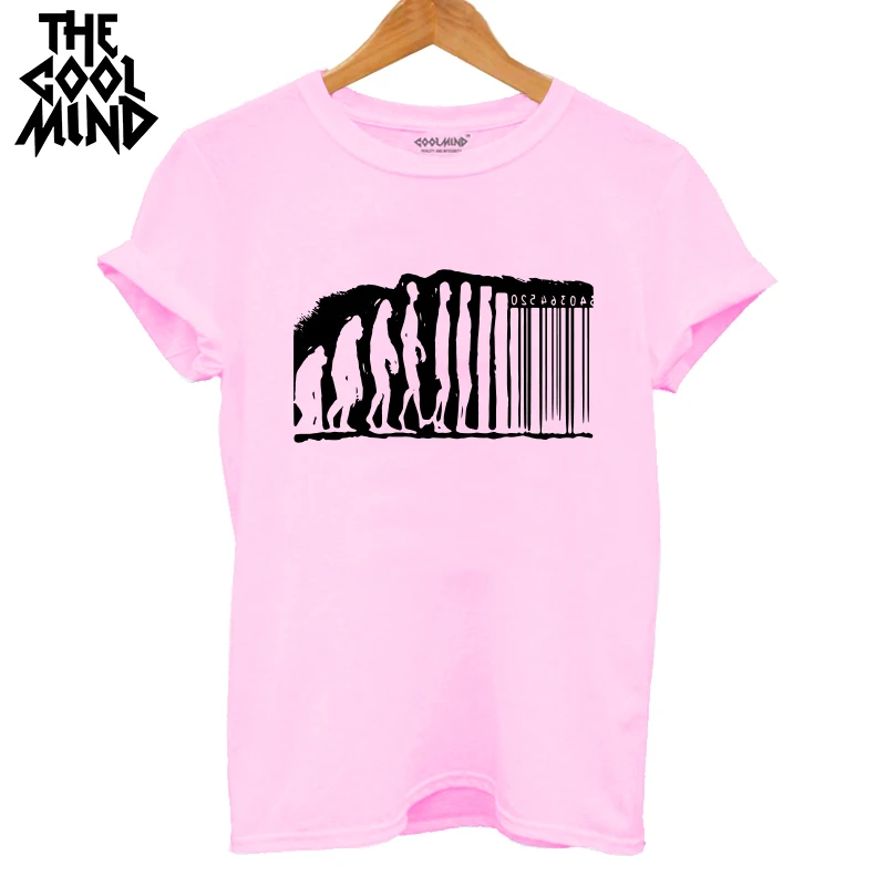QI0127B-PINK COOLMIND QI0127B хлопковые летние футболки, летние свободные женские футболки, свободные футболки с круглым вырезом, женские крутые футболки для девочек - Цвет: QI0127B-PINK