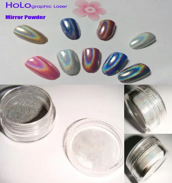 

0.5gram/box spectrum Super Holographic chrome Rainbow Press on Nails Mirror Mermaid Unicorn False Nails Holo Powder Dust