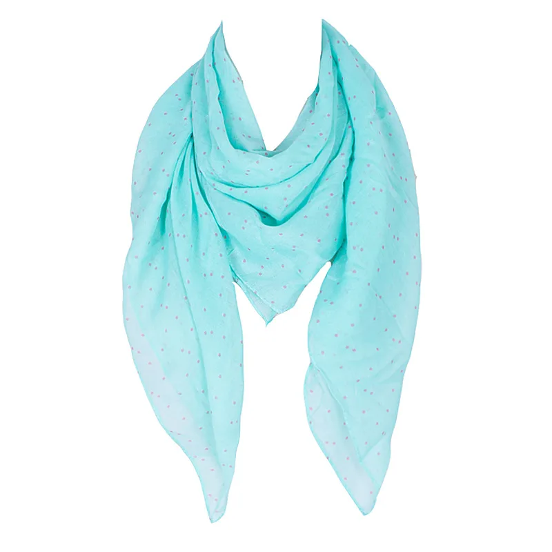 

New Lightweight Fashion Square Women Scarf Dots Print Polyester Soft 100*100cm