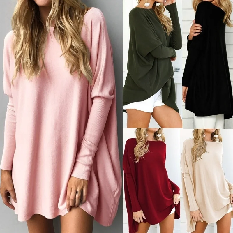 S-XXXL Женская мода Осень Зима Повседневная Длинная футболка женская с длинным