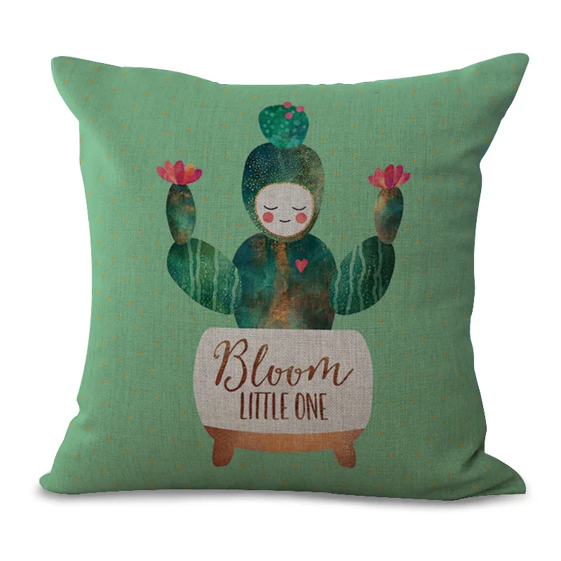 Креативная Подушка с изображением кактуса чехол из хлопка и льна наволочка для