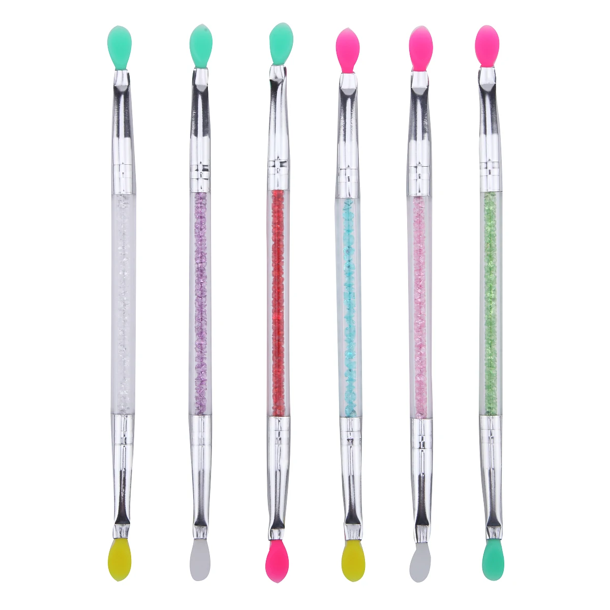 Двухсторонняя силиконовая Кисть для макияжа со стразами пудра крем тени век