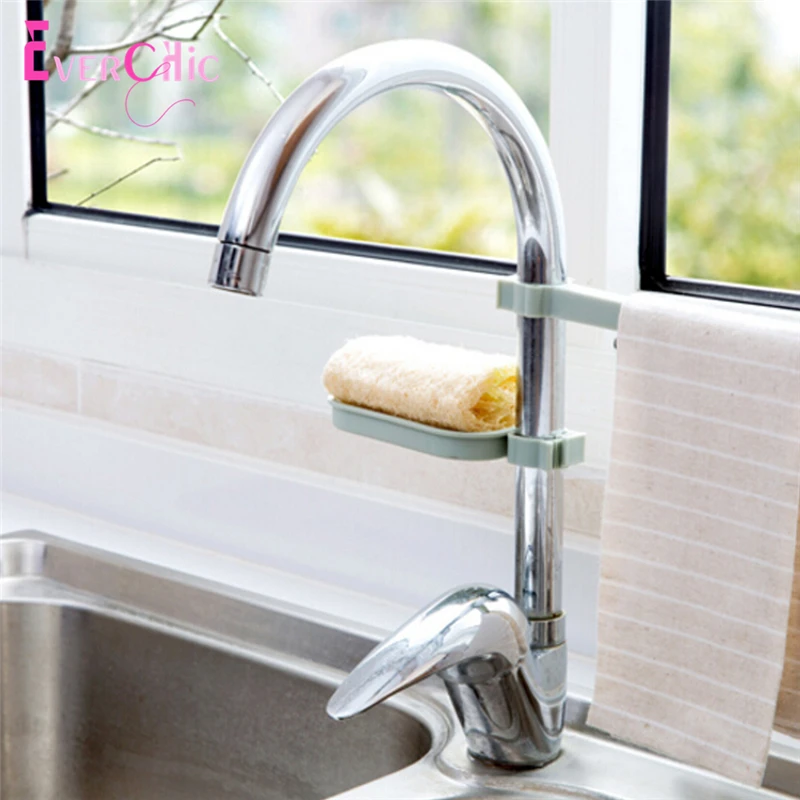 Держатель для кухонного крана подставка мыла + вешалка полотенец подвешивающая