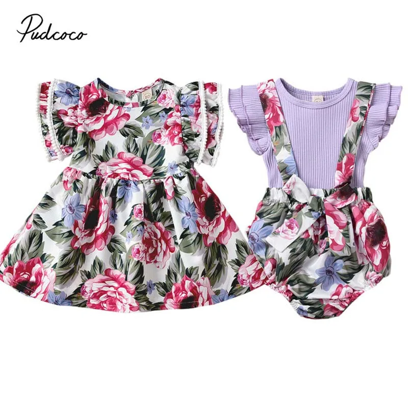 Комплект одинаковой одежды для новорожденных и маленьких девочек комбинезон с