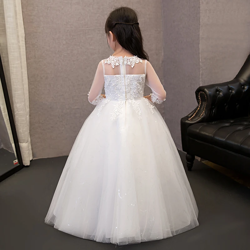 NICEOOXIAO Tulle Lace Flower Girl Dress Fashion Elegant Temperament Princess Birthday Party BNLF611-38 | Свадьбы и торжества