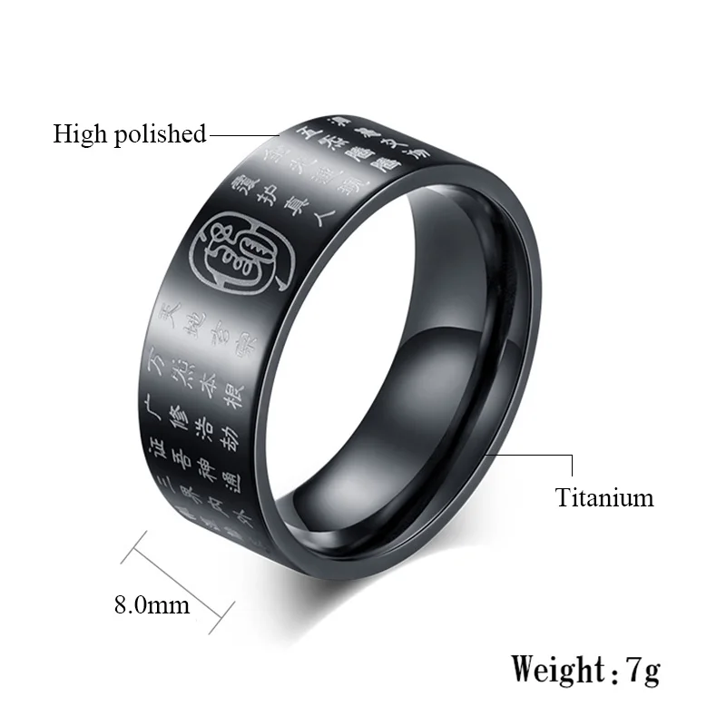 Винтажное кольцо из титановой стали для женщин и мужчин мантра слова Китайский