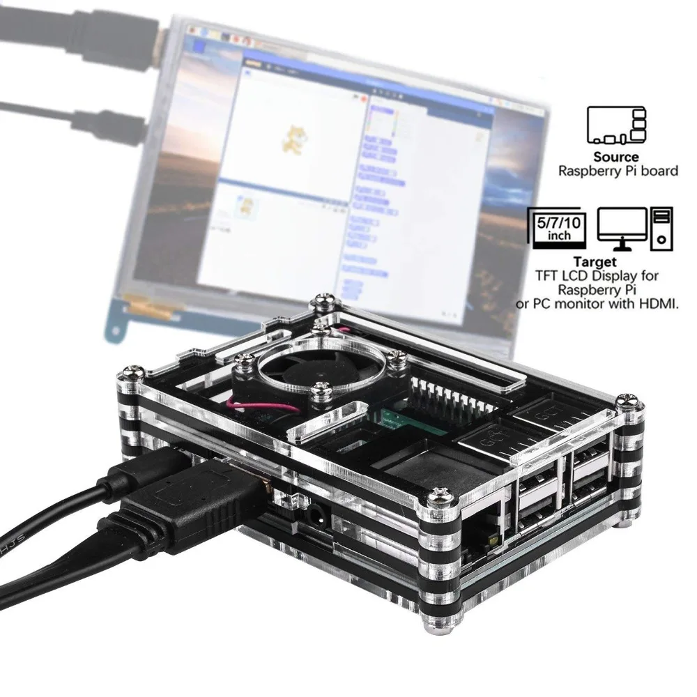 Raspberry pi 3 чехол/вентилятор/радиатор/зарядное устройство 5В 2.5A блок питания с