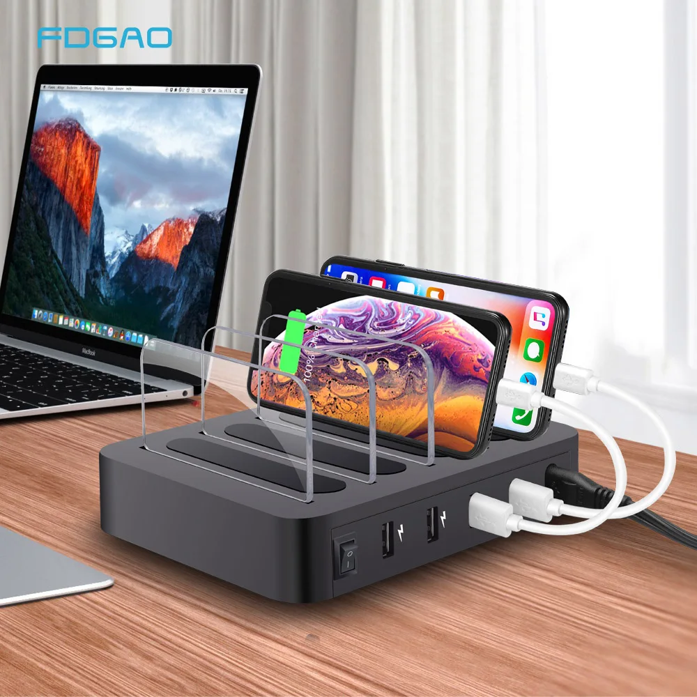 Станция быстрой зарядки USB 4 порта QC 3 0 несколько устройств|Зарядные устройства