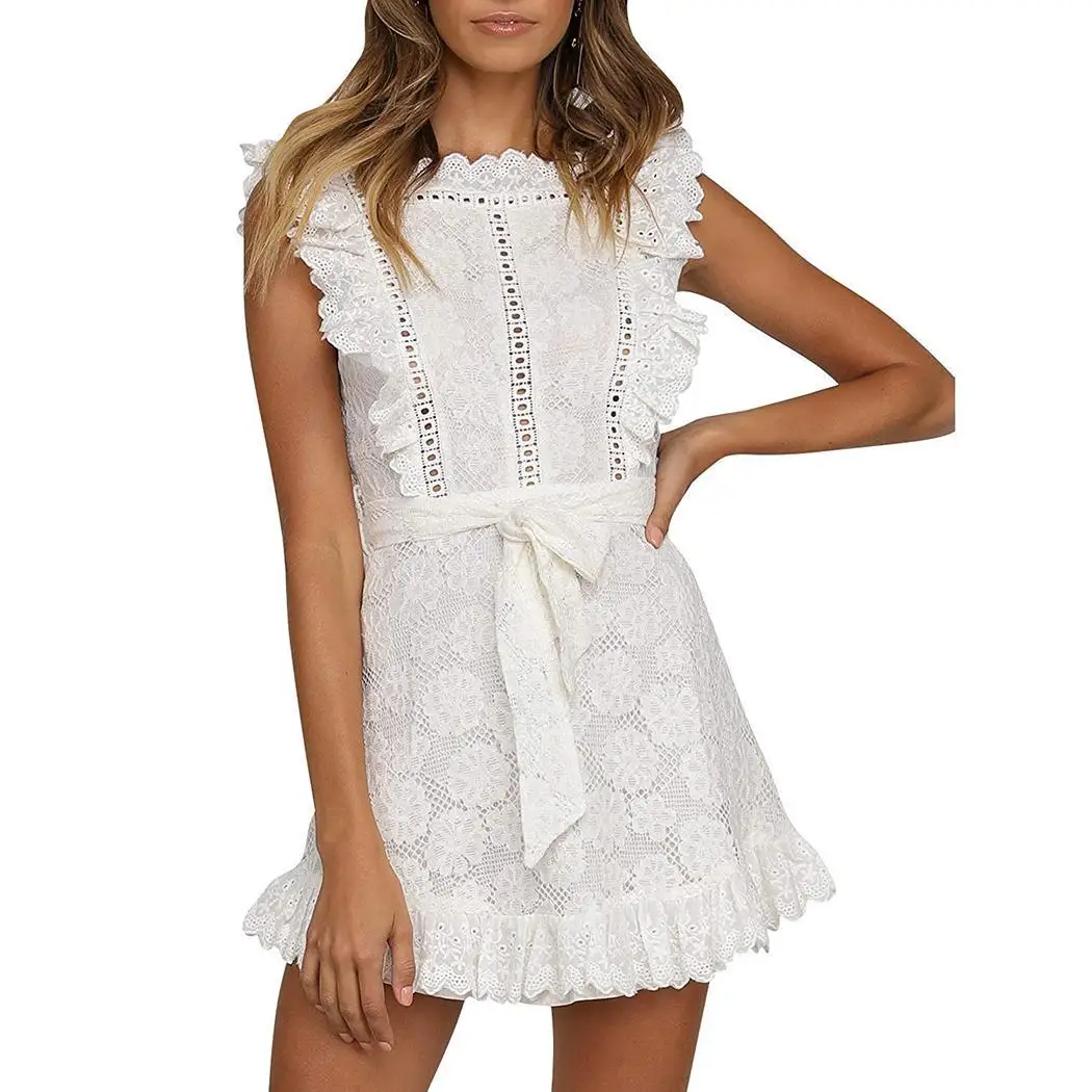 Новое модное женское повседневное летнее без рукавов цветочный трапециевидной