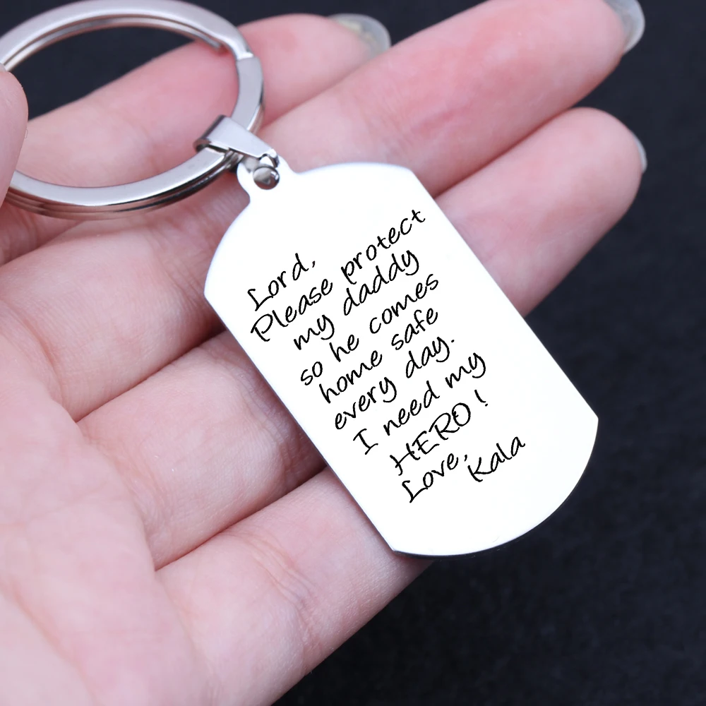 name customized father's day gift key chains Member of family Keyring children Keychain Dog Tag Daddy Gift driver car |