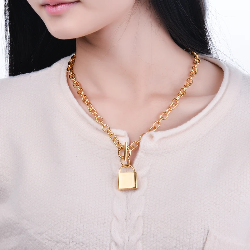 Ожерелье BAOYAN с позолоченными звеньями из нержавеющей стали кубинской цепью