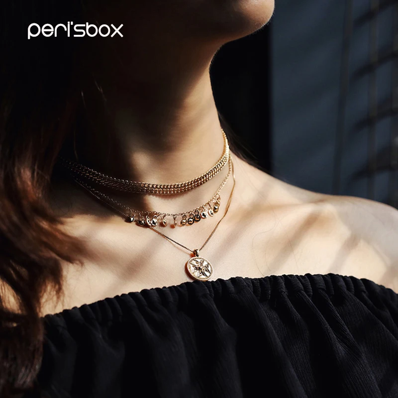 Подвесная монетная цепь Peri'sBox золотой цвет богемы женское колье чокер