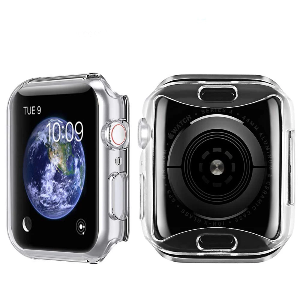 Чехол для защиты экрана apple watch 5 4 чехол iwatch 44 мм 40 полностью мягкий силиконовый