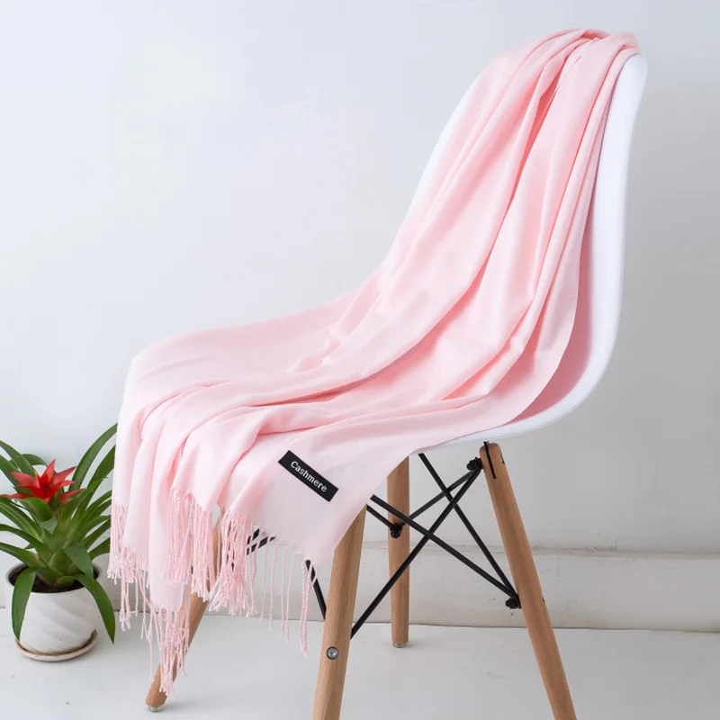 light pink New Men Scarf Unisex Thick Warm Winter Scarves Cashmere Scarf Black and Gray Gentleman's Bussiness Scarves - Color: light pink