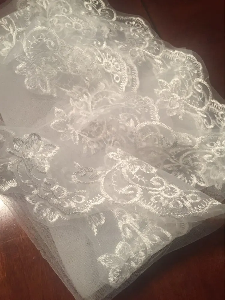 Фата свадебная Однослойная белая без гребня с кружевными краями|bridal veil|wedding