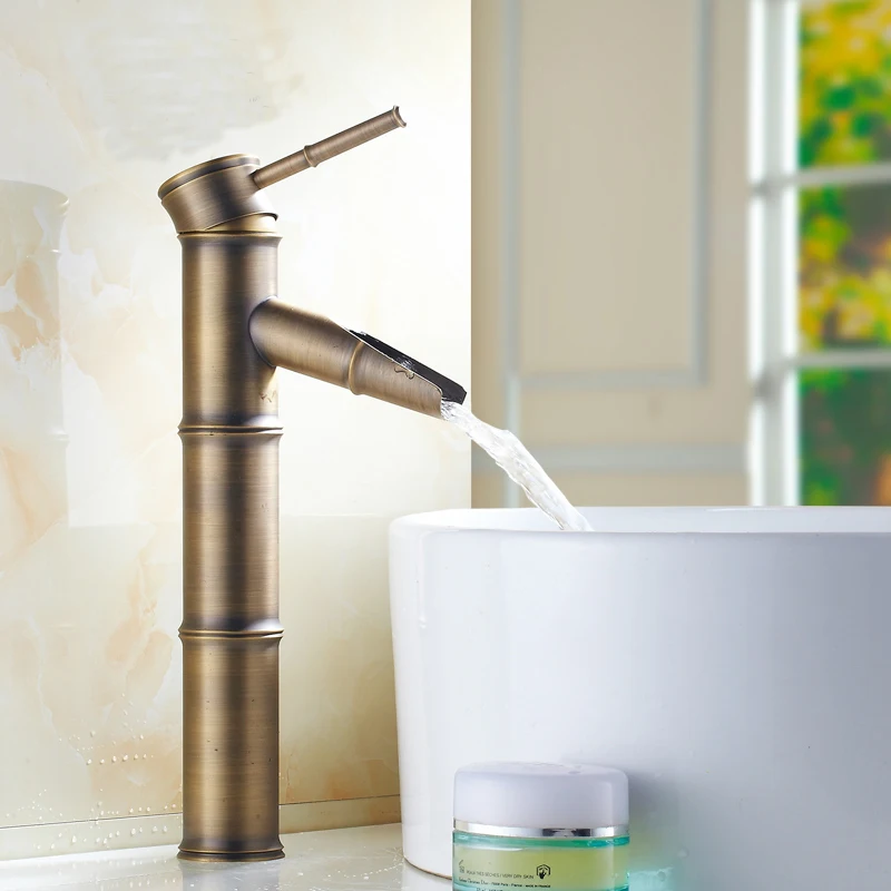 Смеситель для раковины в европейском стиле черный медный бамбуковый античный