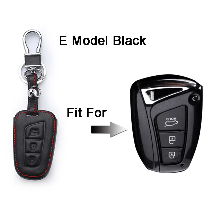 E Model Black Для hyundai Santa Fe 2013 автомобильный Стайлинг чехол для ключей от автомобиля из натуральной кожи дистанционного ключа чехол для hyundai Grand Santa Fe Аксессуары - Название цвета: E Model Black