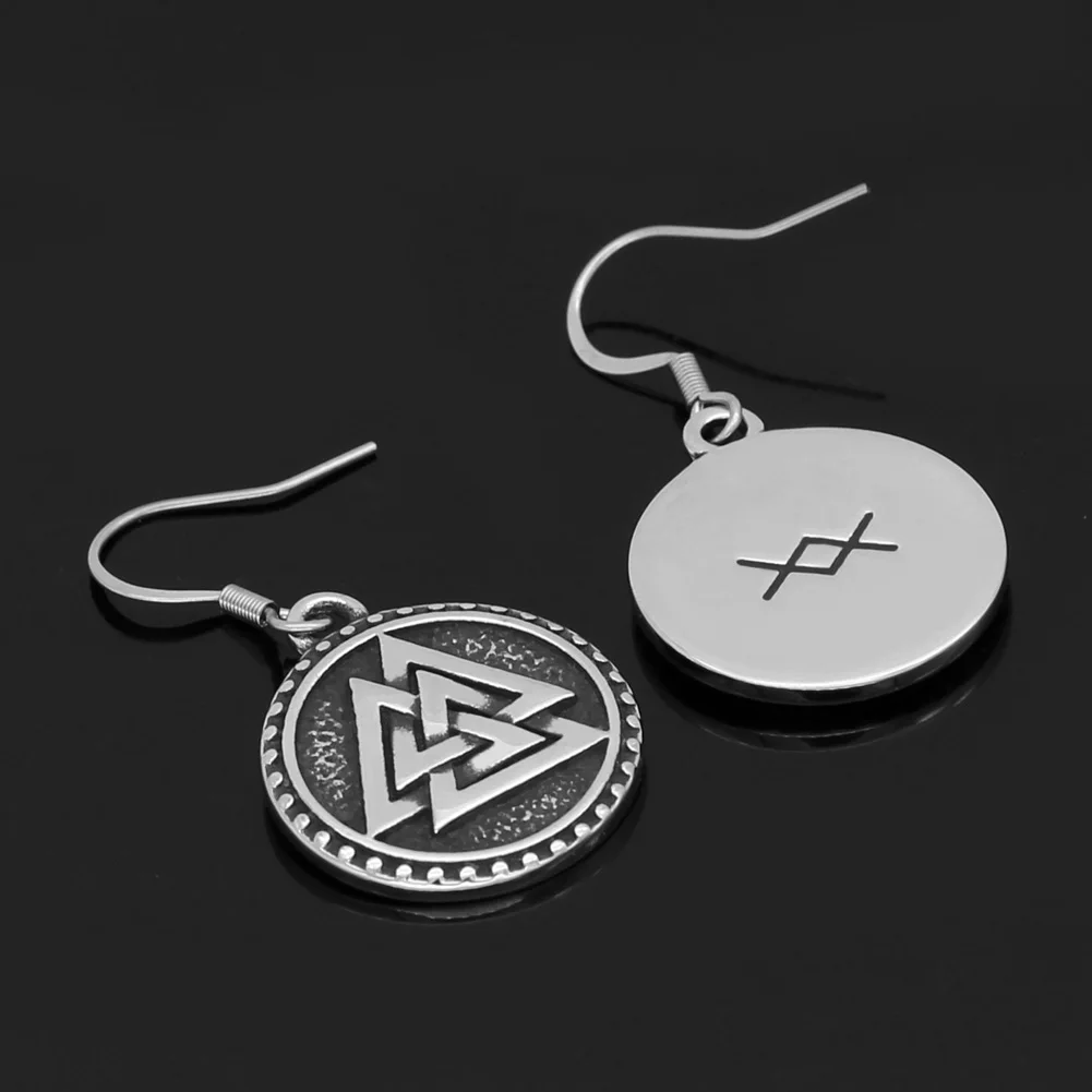 Скандинавский Викинг valknut амулет серьги из нержавеющей стали с подарочной сумкой