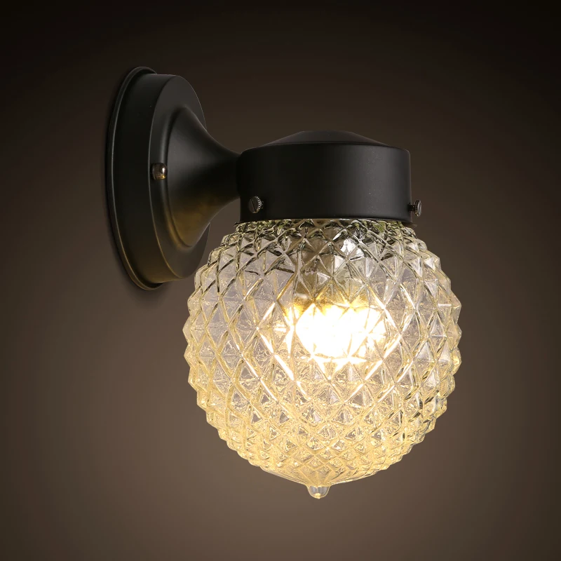 

Modern Brief Personally Loft Vintage Ameican Glass Ball Iron led Wall Sconce Lamp Bathroom Mirror Home Decor Lighting Fixture