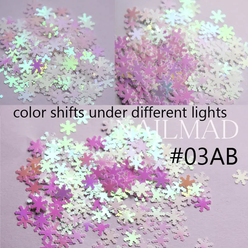 1 коробка Рождественские снежинки для ногтей блестки хлопья AB золотой серебряный