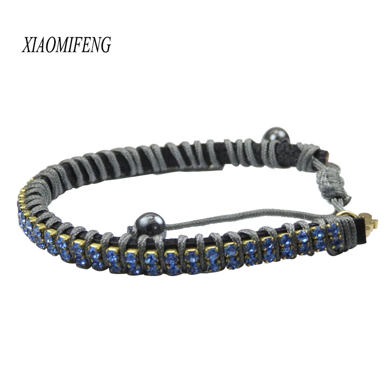 Xiaomifeng Классический горный хрусталь браслет для женщин и мальчик с кожа гематита |