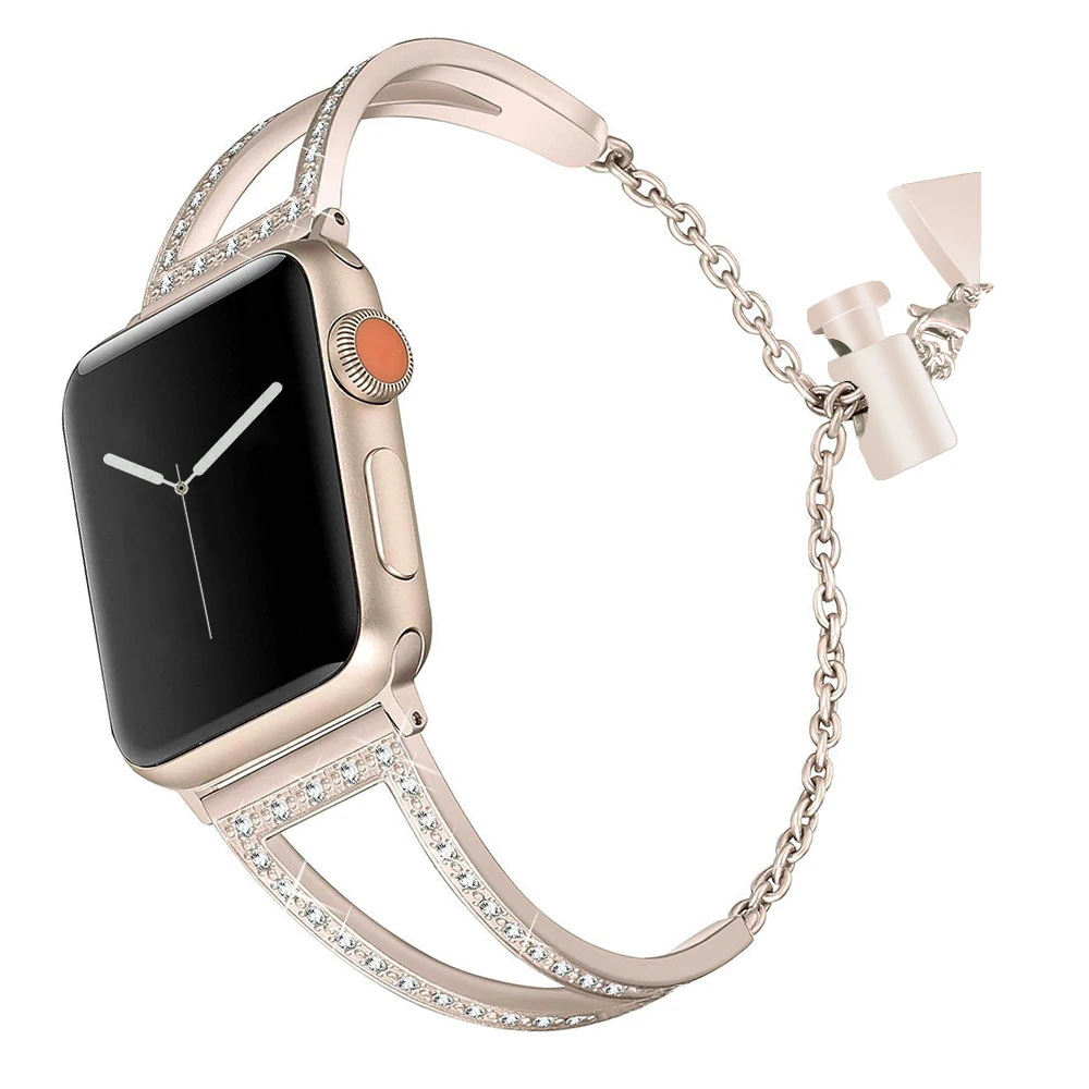 4 цвета ремешок с бриллиантами для наручных часов Apple Watch серии на возраст 1 2 3 iWatch