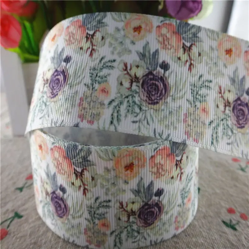 6 18091905," 25 мм, 1-1/2" 38 мм, 10 ярдов с цветочным принтом корсажные ленты DIY банты для волос материалы ручной работы - Цвет: 6
