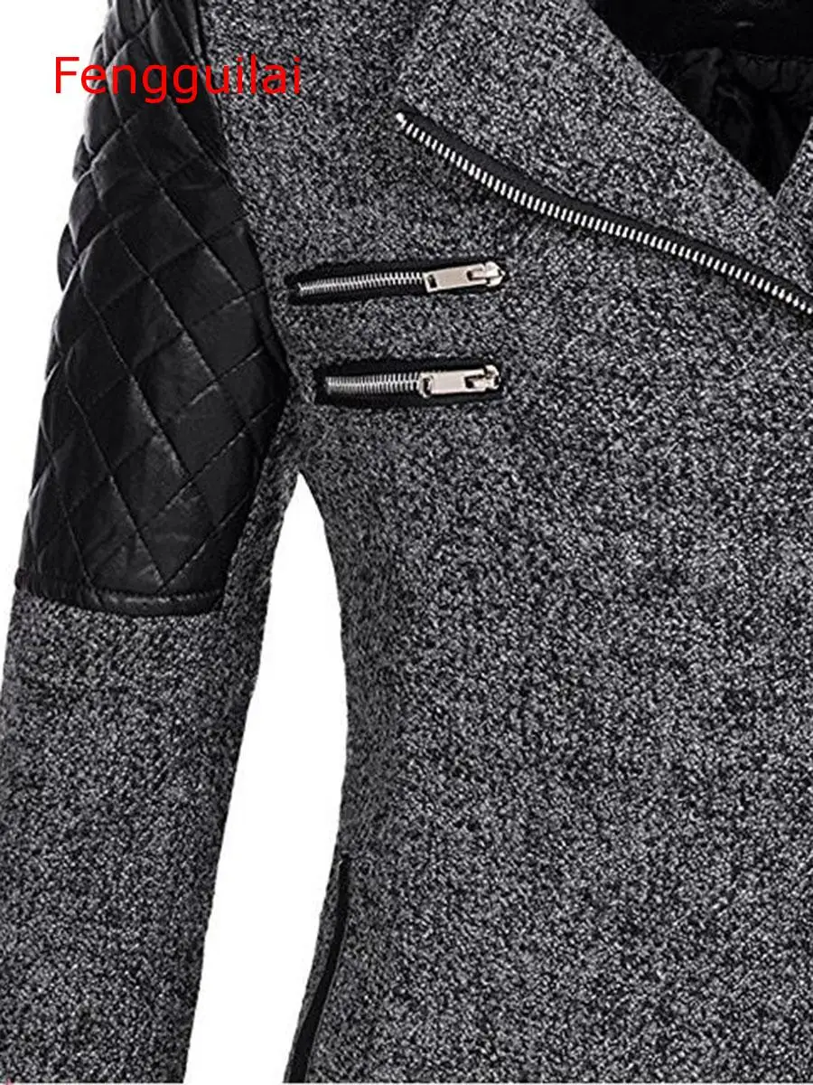 

Women Winter Hooded Coat Autumn Zipper Slim Outerwear Fashion Patchwork Black Female Warm Windproof Overcoats