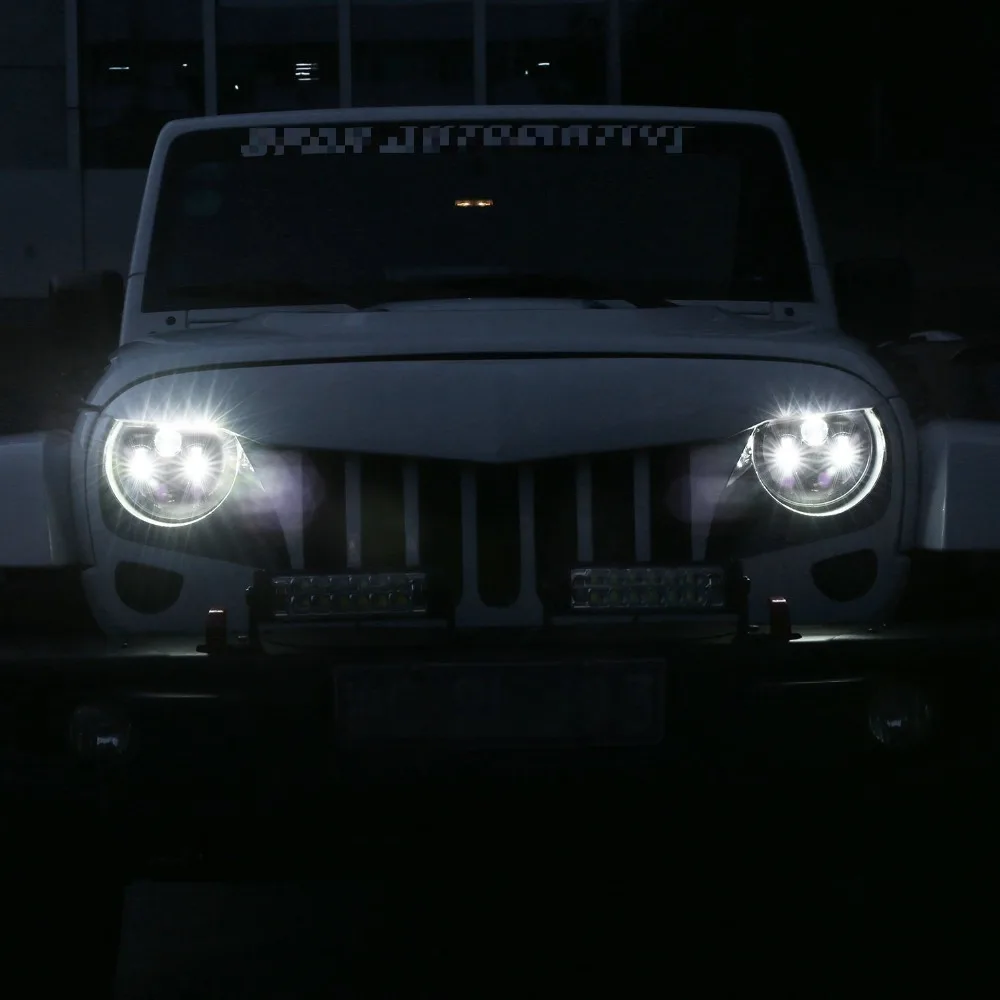 Черный/хром " светодиодный налобный фонарь для Jeep Wrangler TJ LJ JK JKU Rubicon Sahara для Ford Plymouth Classic Car Truck