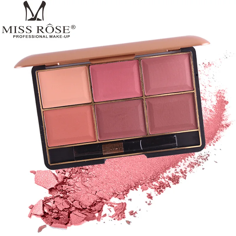 Miss Rose 6 цветов Палитра для румяны пудра Бронзовый персиковый Румяна для лица матовая Румяна для щек запеченная косметика для профессионального макияжа