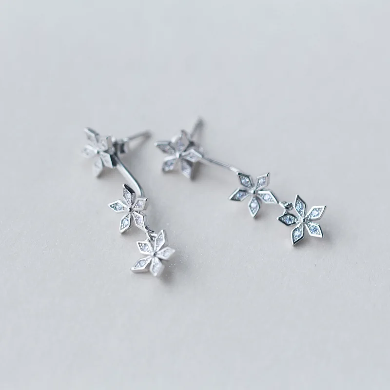

925 sterling svearrings female fashion small fresh flowers earrings sweet three flower earrings female for women