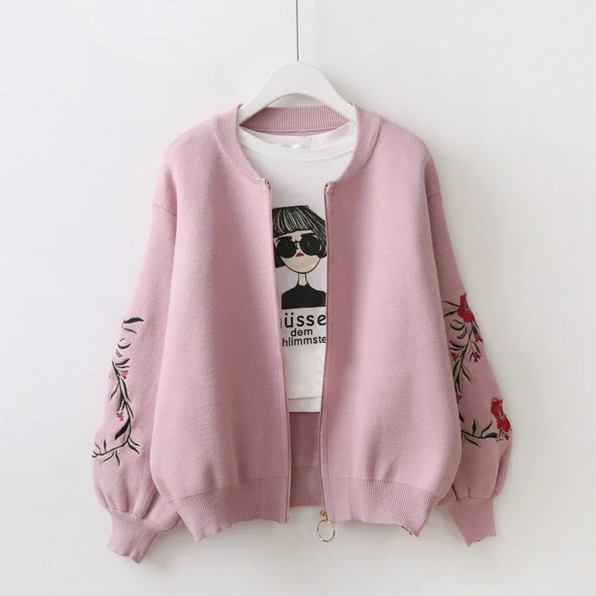 

New Autumn Winter Women Cardigans Fashion Casual Loose Sweaters Coat Embroidery Knitted Jacket Short Student Cardigan AB466