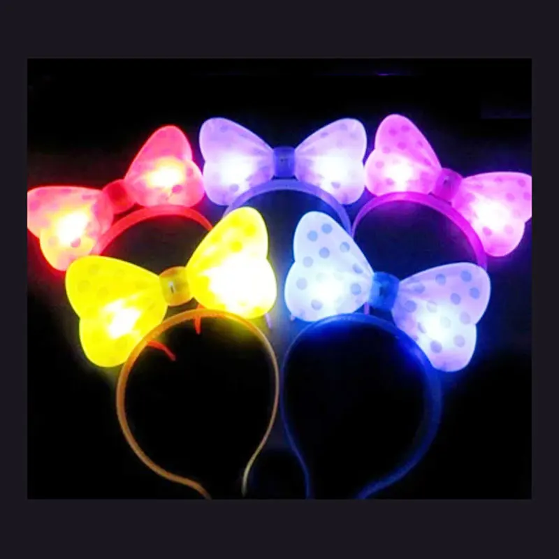 10 шт./лот мигающая LED повязка на голову с бантом свечения вечерние лампы для