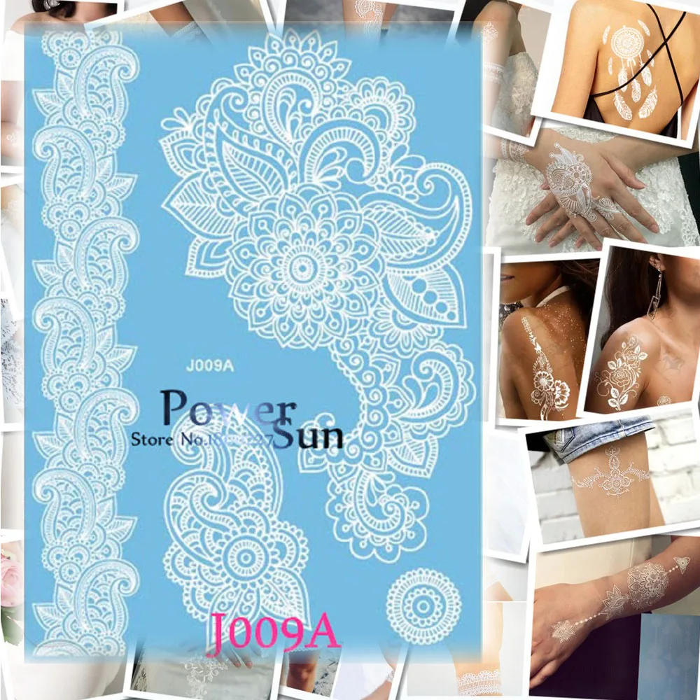 1 шт. Горячая белая Хна Цветок татуировки женский боди арт Менди временная