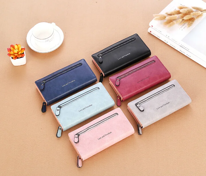 Новинка 2019 модные женские кошельки кожаный кошелек на молнии Женский Длинный