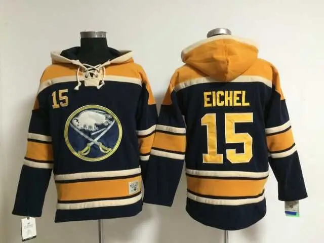 Мужские 15 Джек Eichel Возврат Хоккей Толстовки Джерси Синий| |