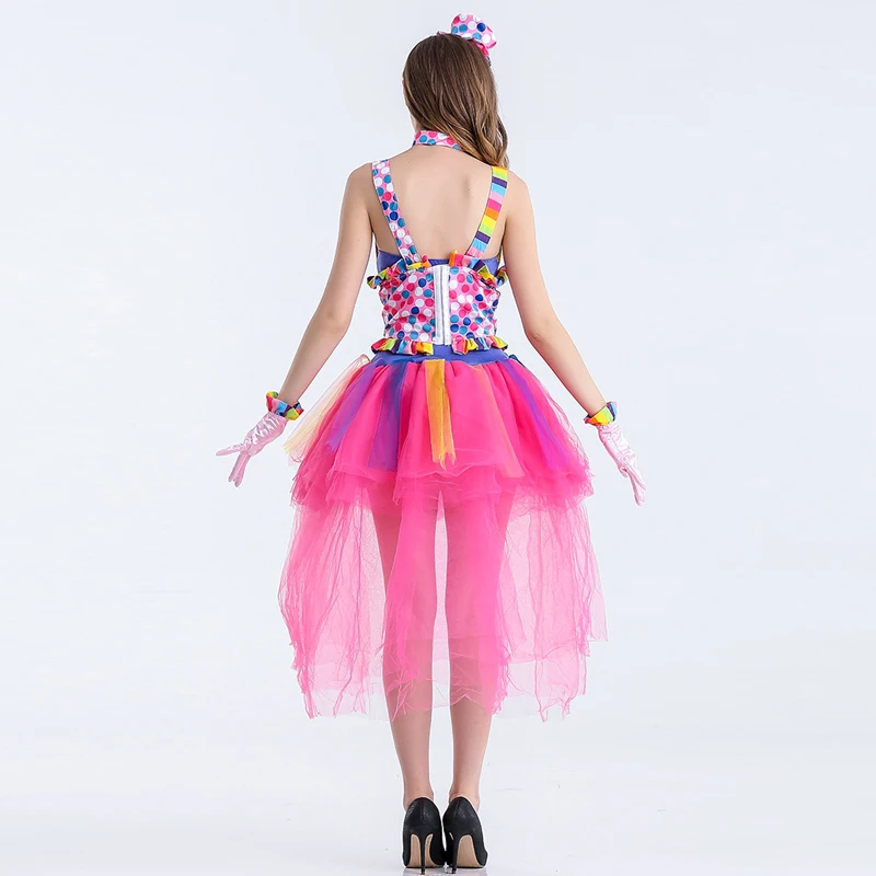 

2017 Sexy Female Circus Girl Clown Cosplay Costumes Halloween Fancy Tutu Suspenders Cosplay Carnival Circus Clown Outfit