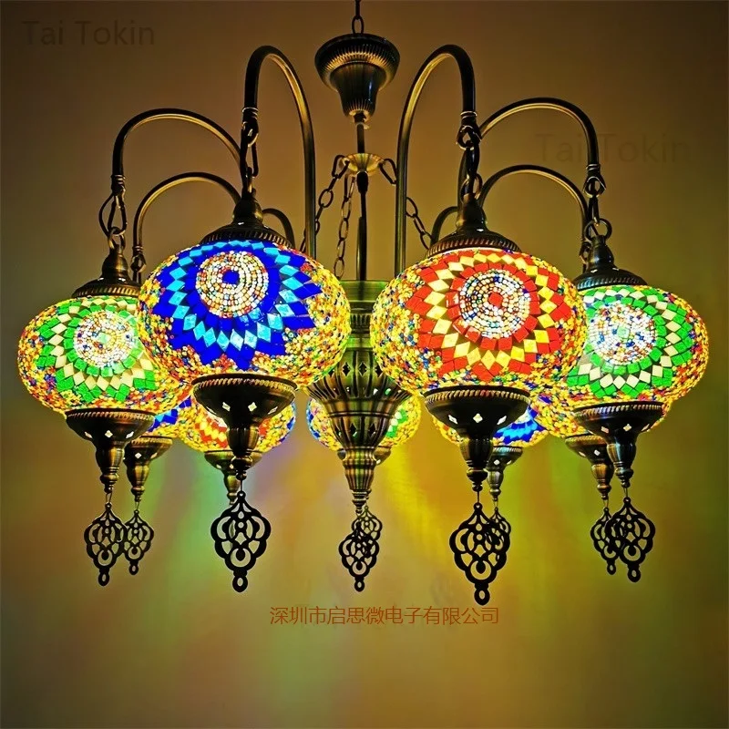 

7/9 heads big size Turkish mosaic chandelier Lamp vintage art deco Handcrafted lamparas de mesa mosaic Glass romantic light